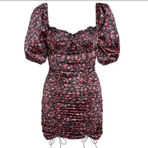 For Love and Lemons floral black dress, size L